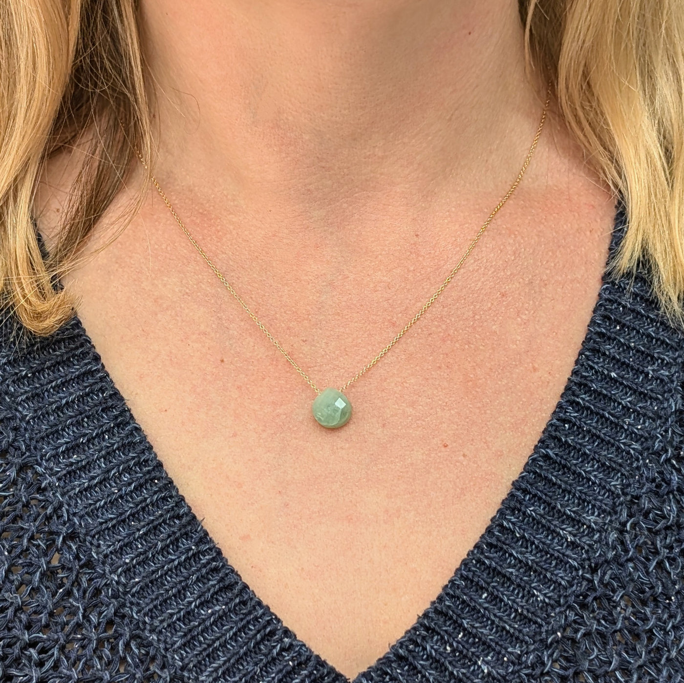 Aquamarine Teardrop March Birthstone Necklace