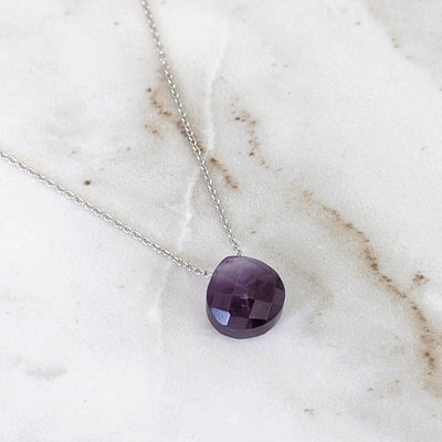 The Nuget silver amethyst February birthstone necklace