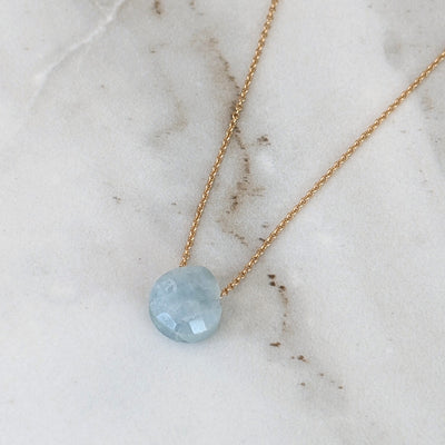 The Nuget aquamarine March birthstone necklace