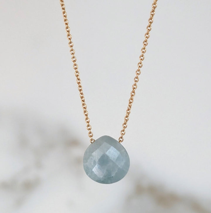 The Nuget aquamarine March birthstone necklace