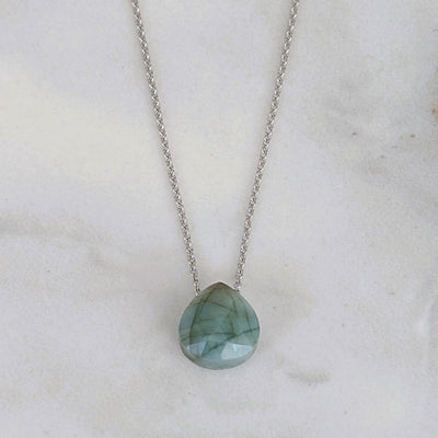 The Nuget silver emerald May birthstone necklace