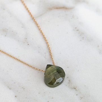 Peridot Teardrop August Birthstone Necklace – Gold