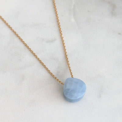 blue opal October birthstone necklace