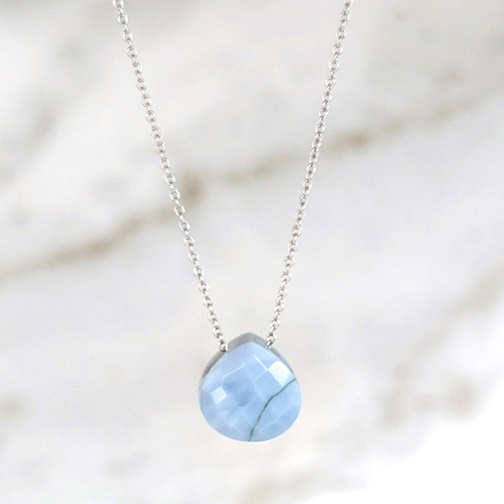 blue opal October birthstone pendant necklace
