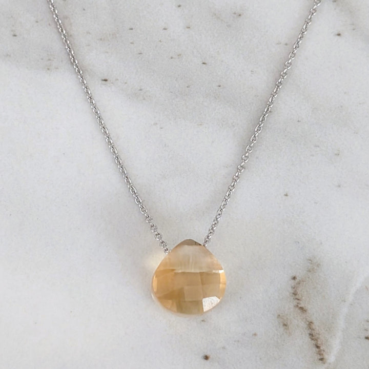The Nuget silver citrine November birthstone necklace