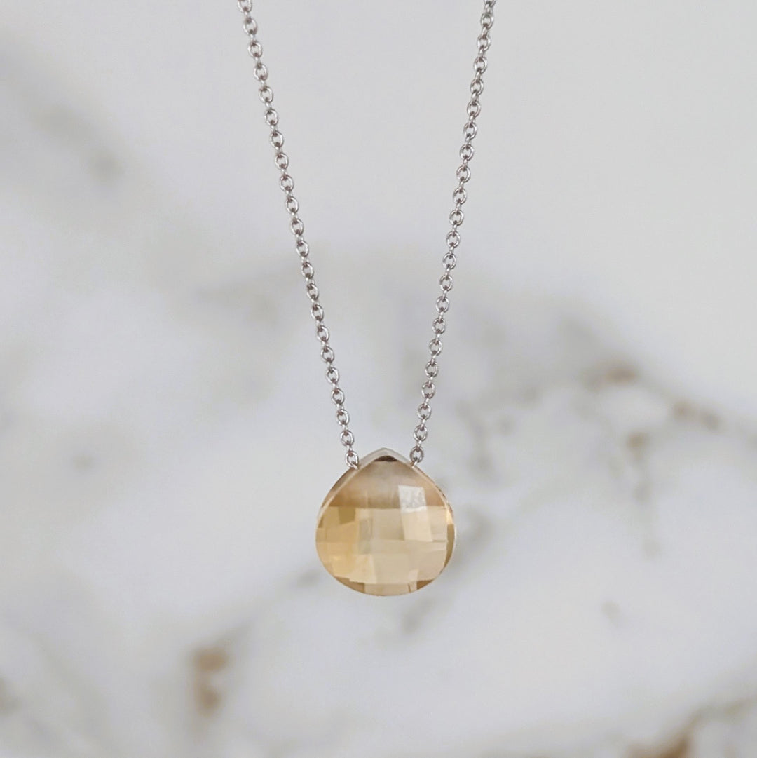 The Nuget silver citrine November birthstone necklace