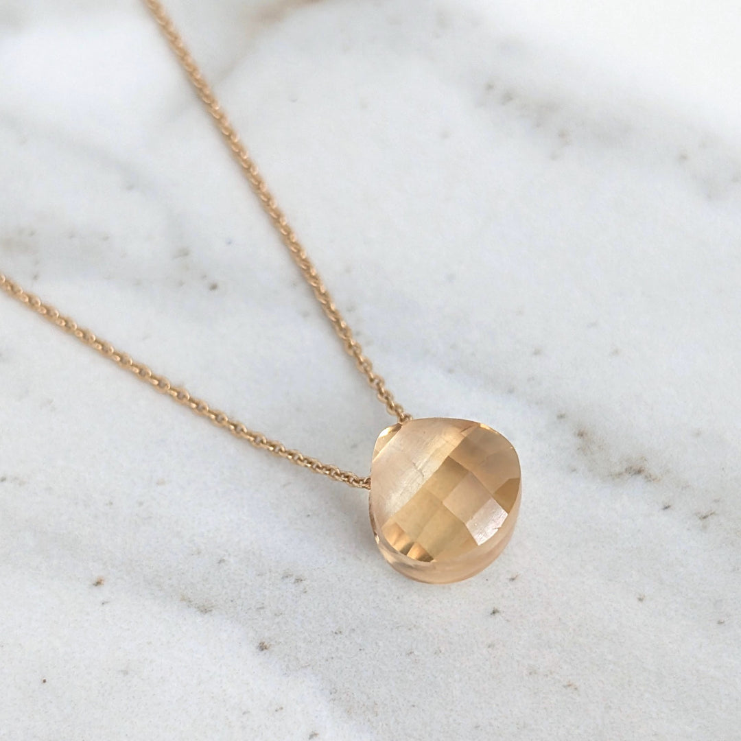 gold citrine November birthstone necklace