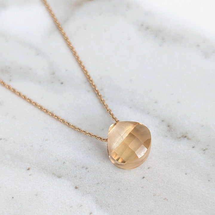 gold citrine November birthstone necklace