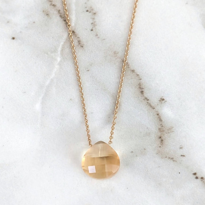 gold citrine November birthstone necklace