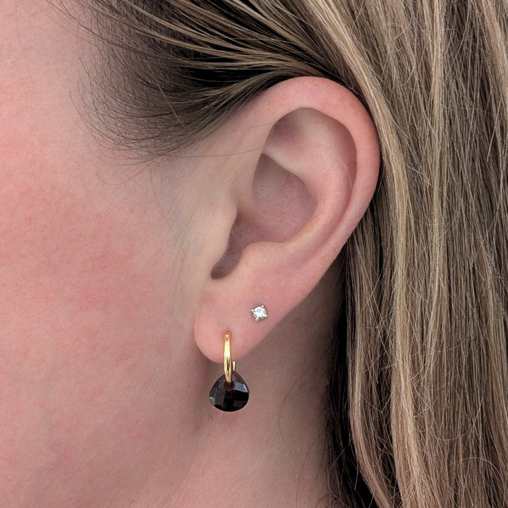 gold garnet January birthstone gemstone earrings