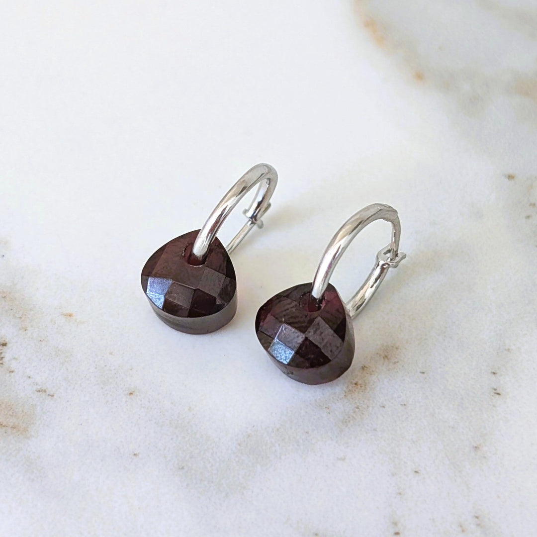 Garnet Teardrop January Birthstone Earrings