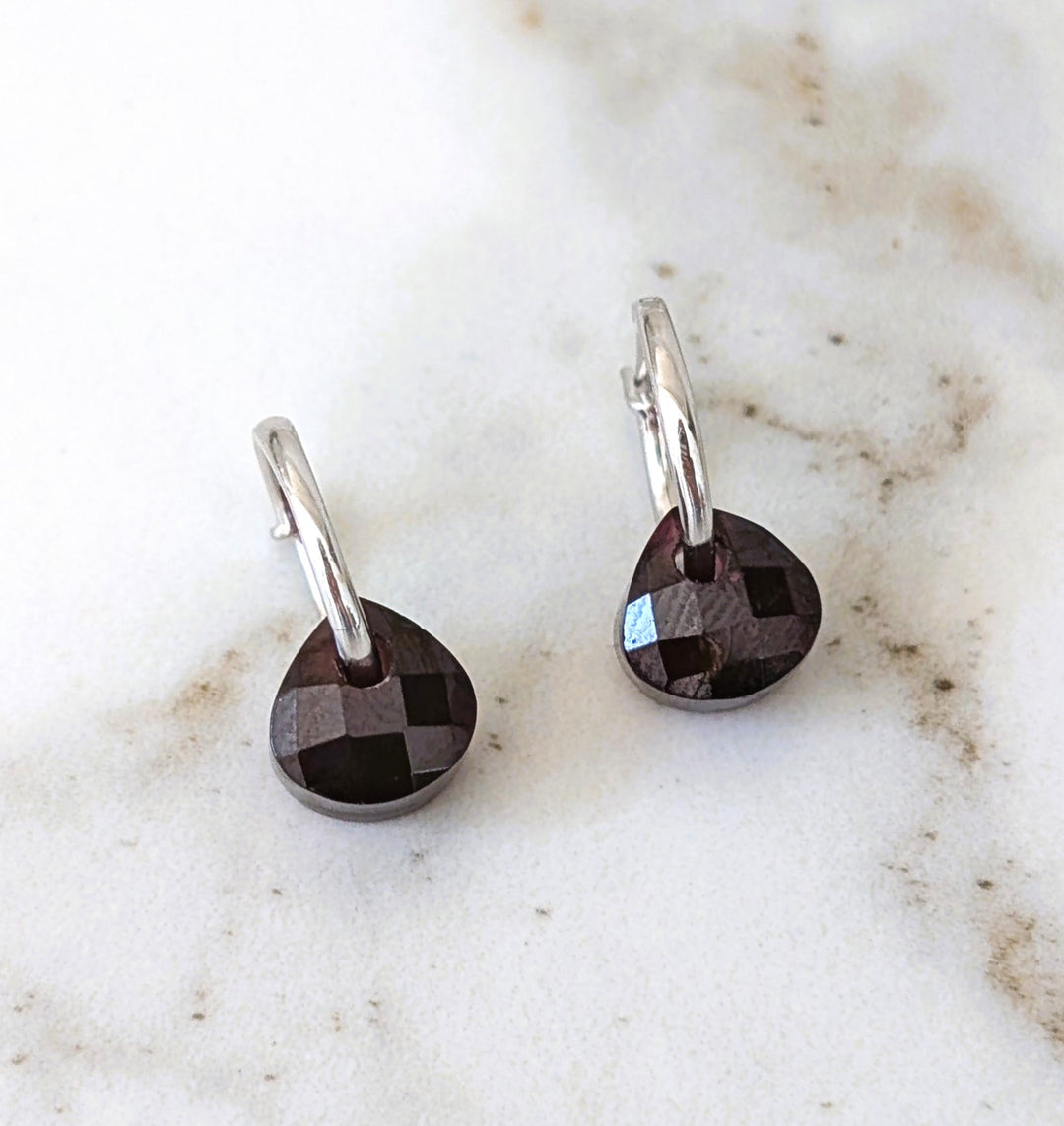 Garnet Teardrop January Birthstone Earrings