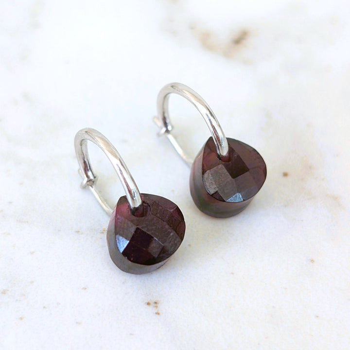 Garnet Teardrop January Birthstone Earrings