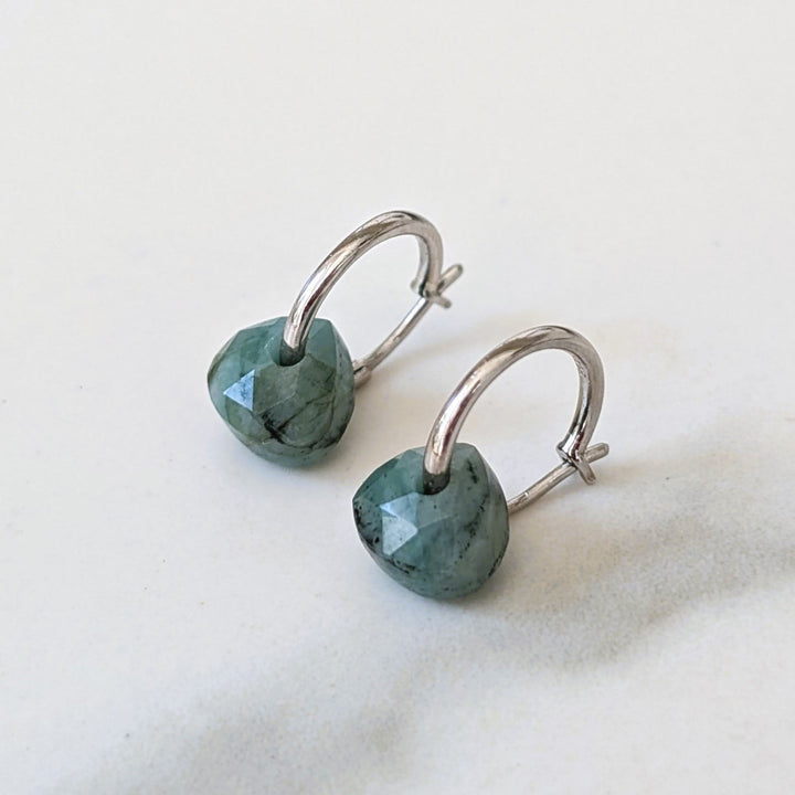 silver emerald May birthstone earrings