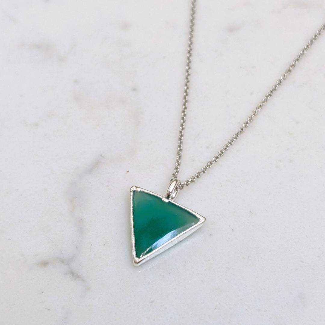 sterling silver green onyx necklace 