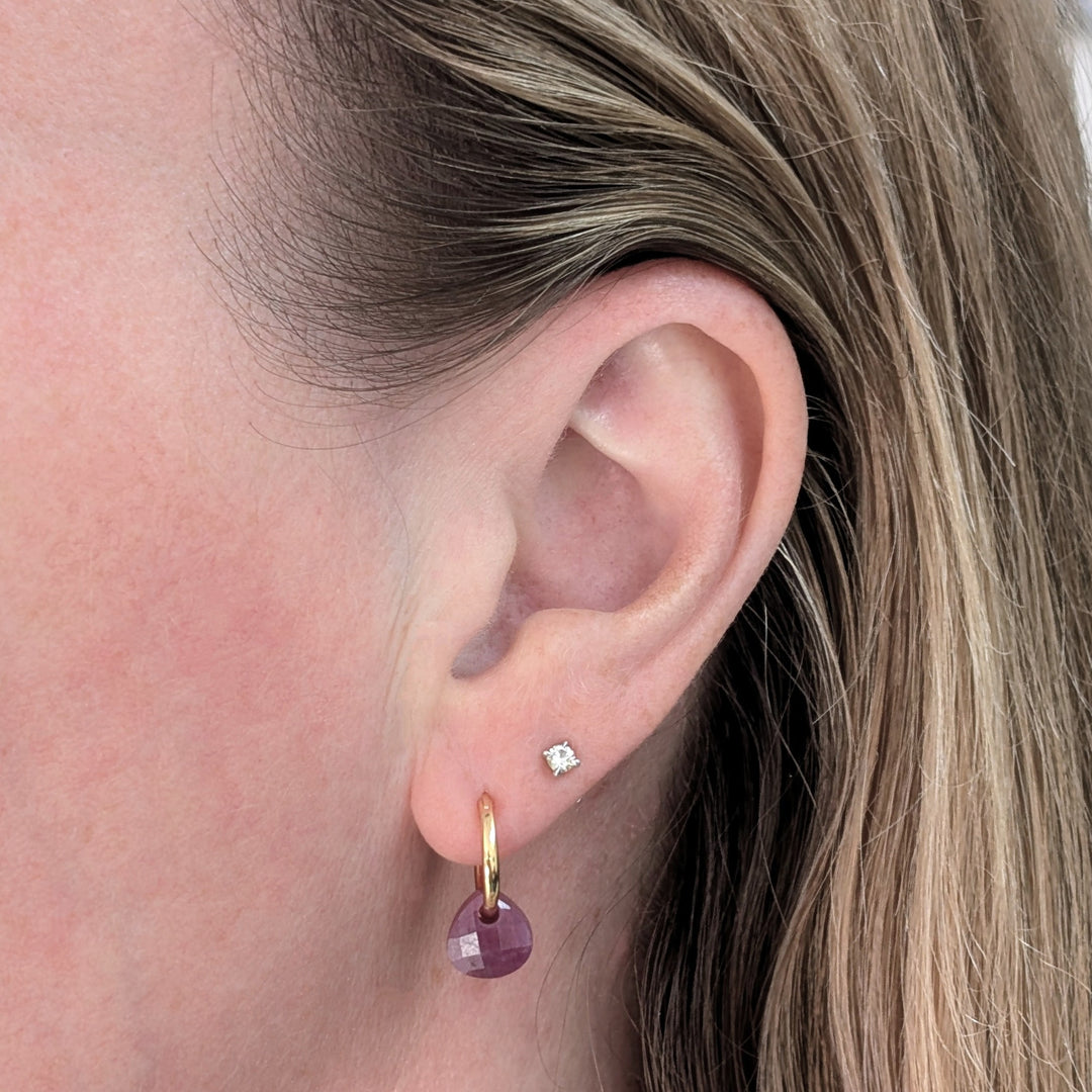 gold ruby July birthstone earrings