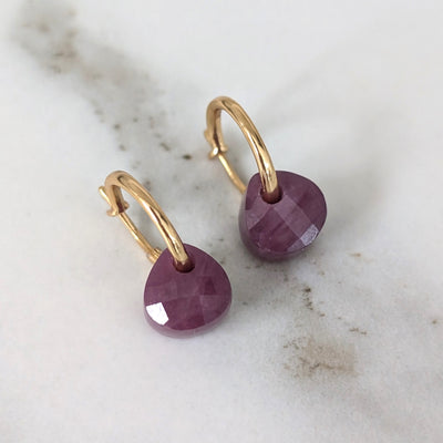 The Nuget gold ruby July birthstone earrings