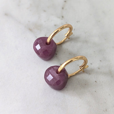 The Nuget gold ruby July birthstone earrings