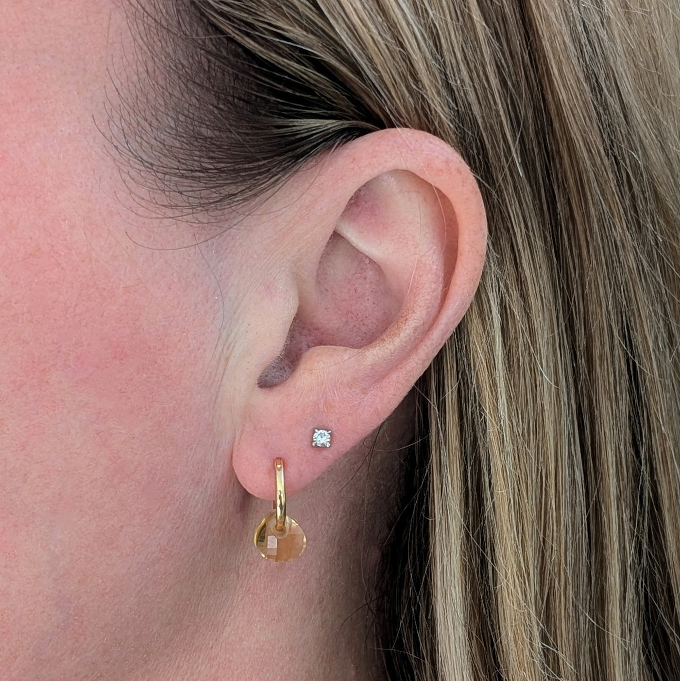 The Nuget gold citrine November birthstone earrings