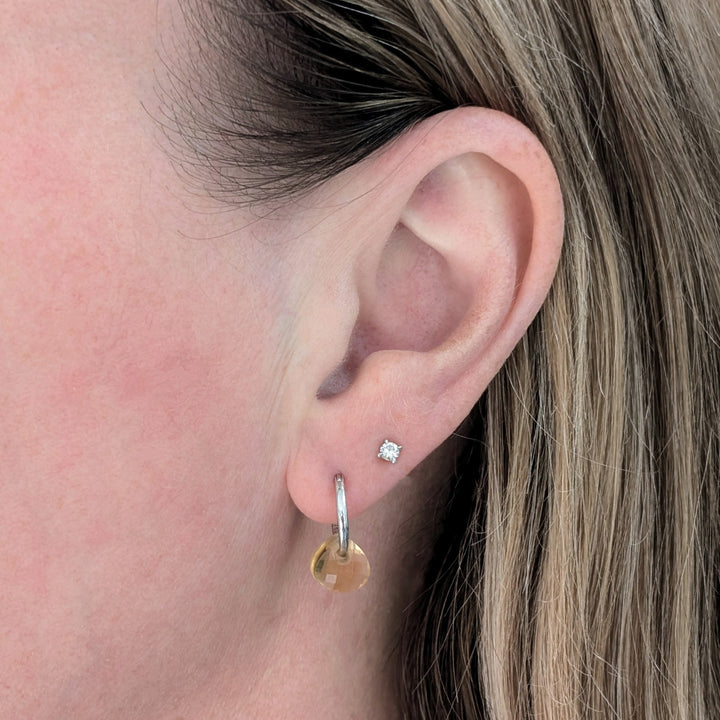 Pair of citrine November birthstone teardrop earrings 