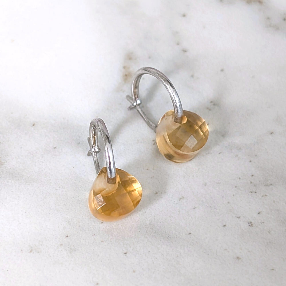 Pair of citrine November birthstone teardrop earrings 