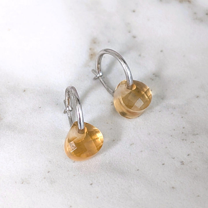 Pair of citrine November birthstone teardrop earrings 
