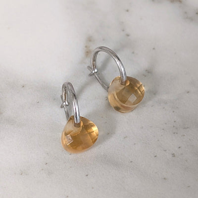 The Nuget silver citrine November birthstone earrings