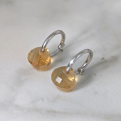 The Nuget silver citrine November birthstone earrings