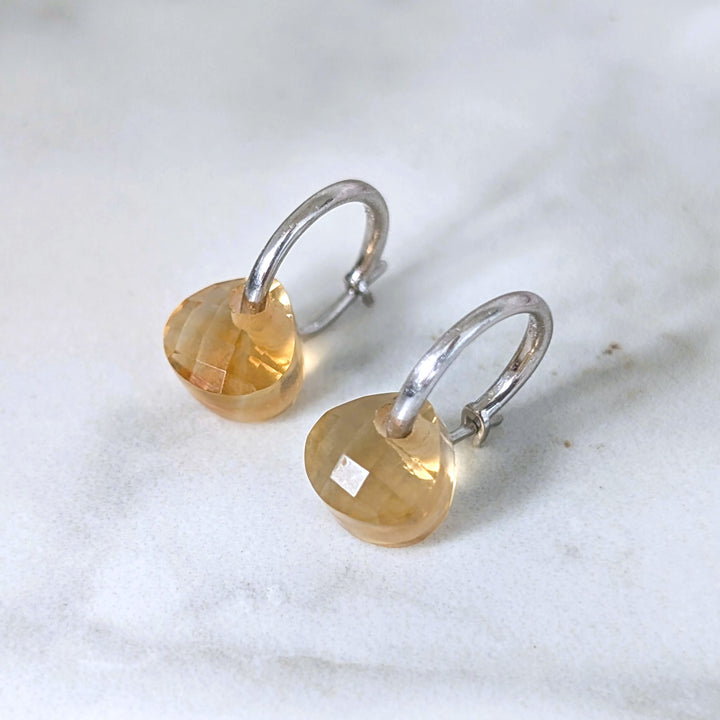 Pair of citrine November birthstone teardrop earrings 