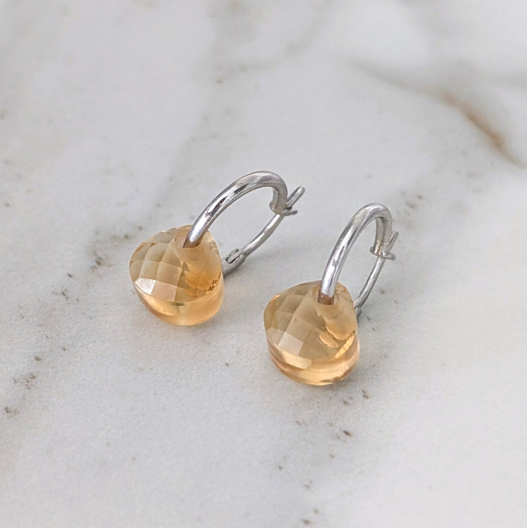 The Nuget silver citrine November birthstone earrings