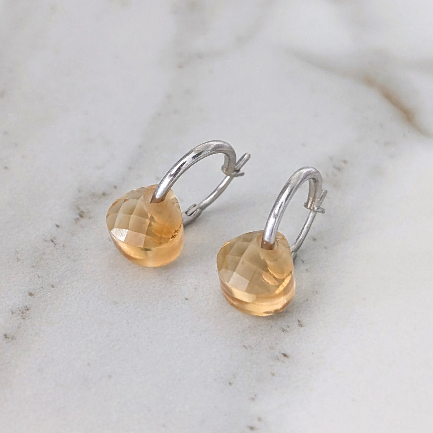 The Nuget silver citrine November birthstone earrings