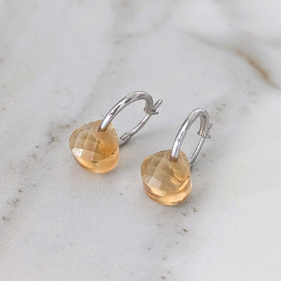 The Nuget silver citrine November birthstone earrings