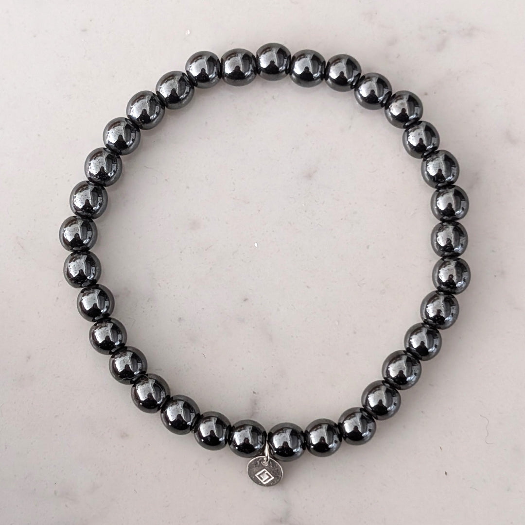 Men's Hematite Gemstone Bracelet 6mm Smooth - Main Image