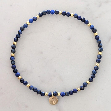 Lapis Lazuli Gemstone and Gold Bead Bracelet
