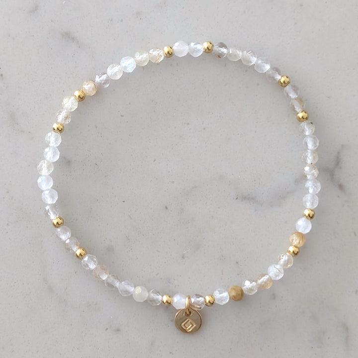 golden rutile quartz and gold bead gemstone bracelet 