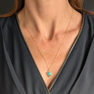 gold amazonite triangular charm necklace