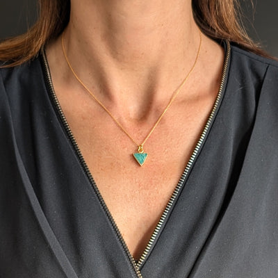 gold amazonite triangular charm necklace