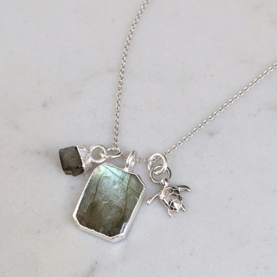 The Trio Labradorite and Charm Necklace