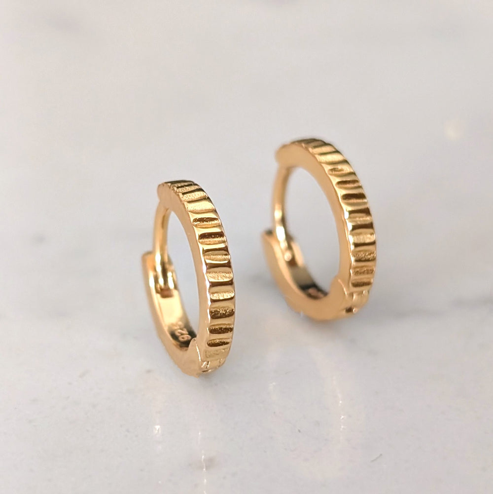 pair of gold textured hoop earrings