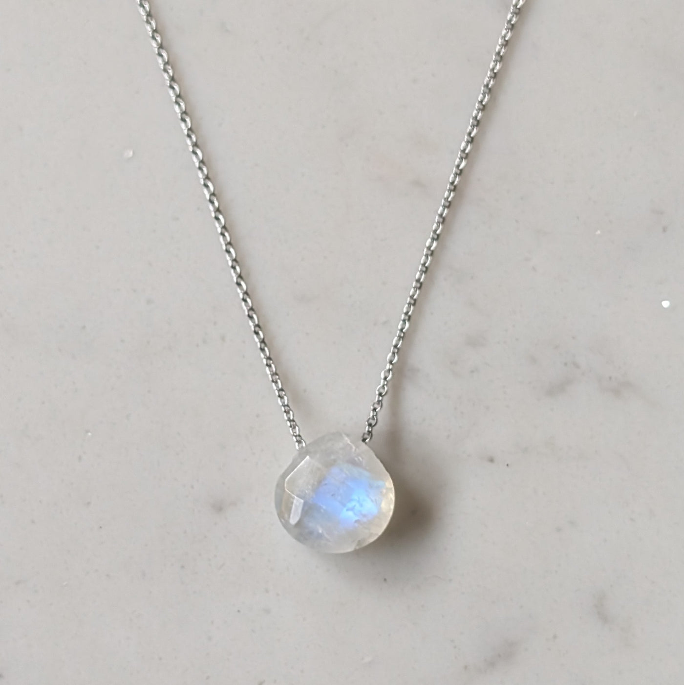 silver moonstone June birthstone necklace