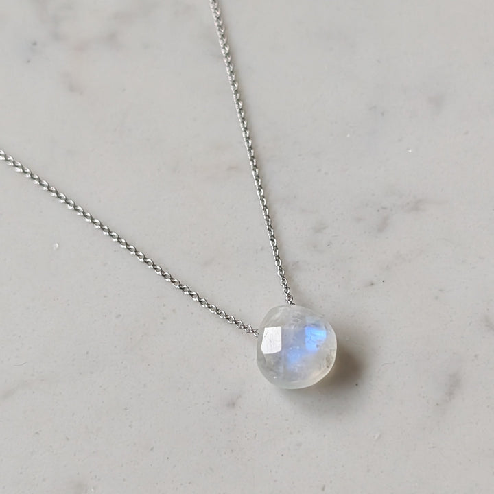 silver moonstone June birthstone necklace