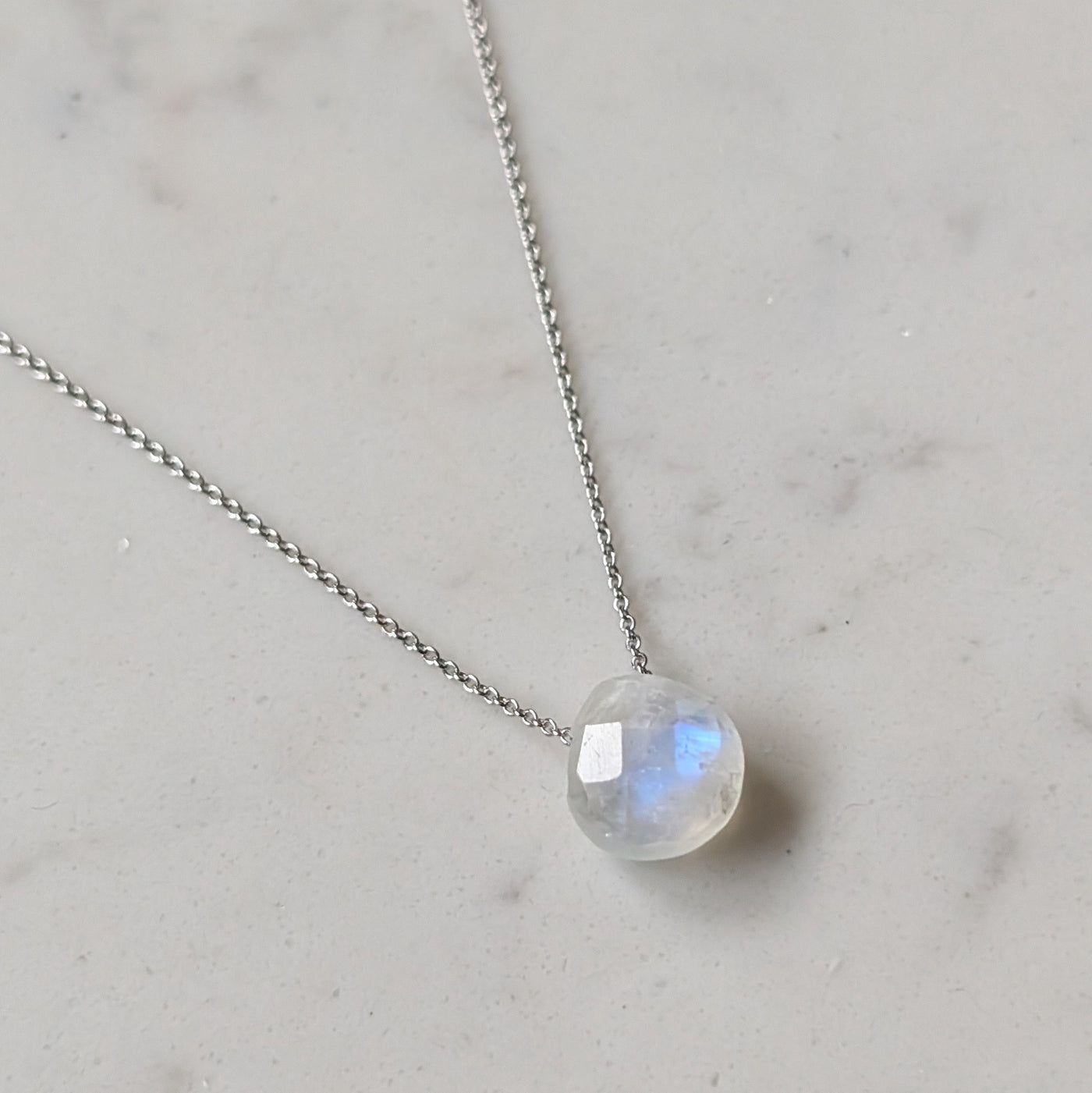 silver moonstone June birthstone necklace