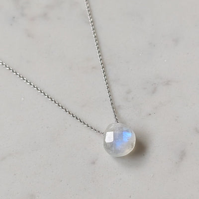 silver moonstone June birthstone necklace
