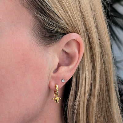 18 carat gold plated turtle charm hoop earrings