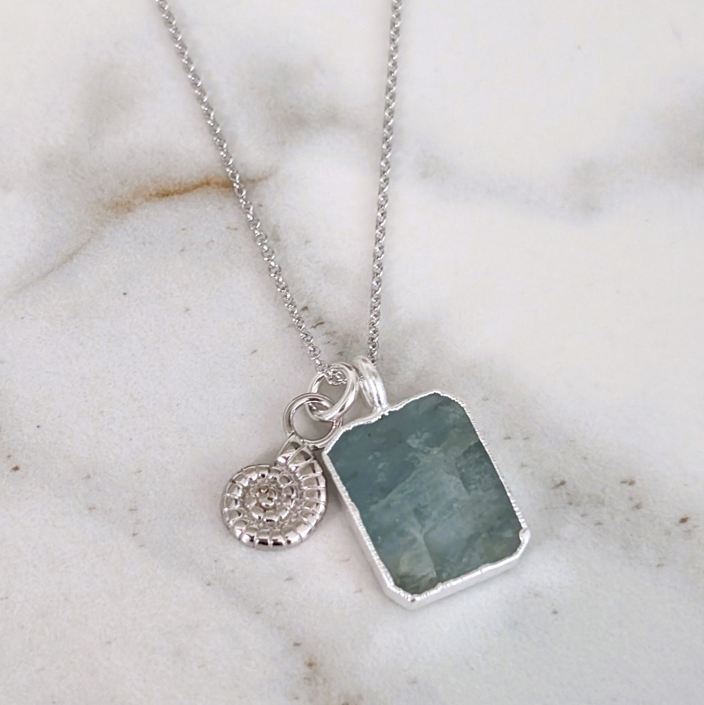 sterling silver aquamarine pendant necklace