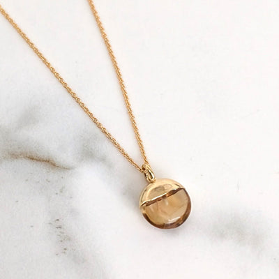 gold citrine November birthstone necklace 
