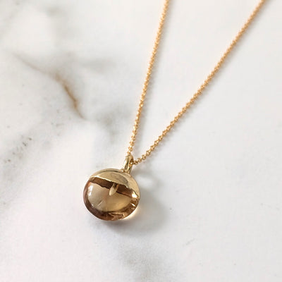 gold citrine November birthstone necklace 