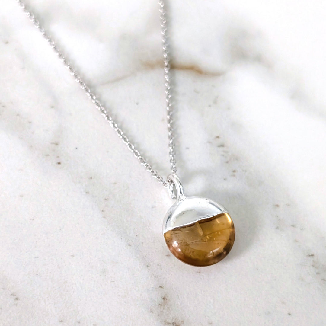 sterling silver citrine November birthstone necklace