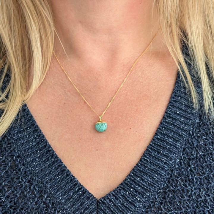 gold turquoise December birthstone pendant necklace 