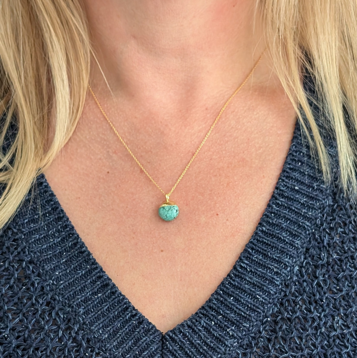 gold turquoise December birthstone pendant necklace 